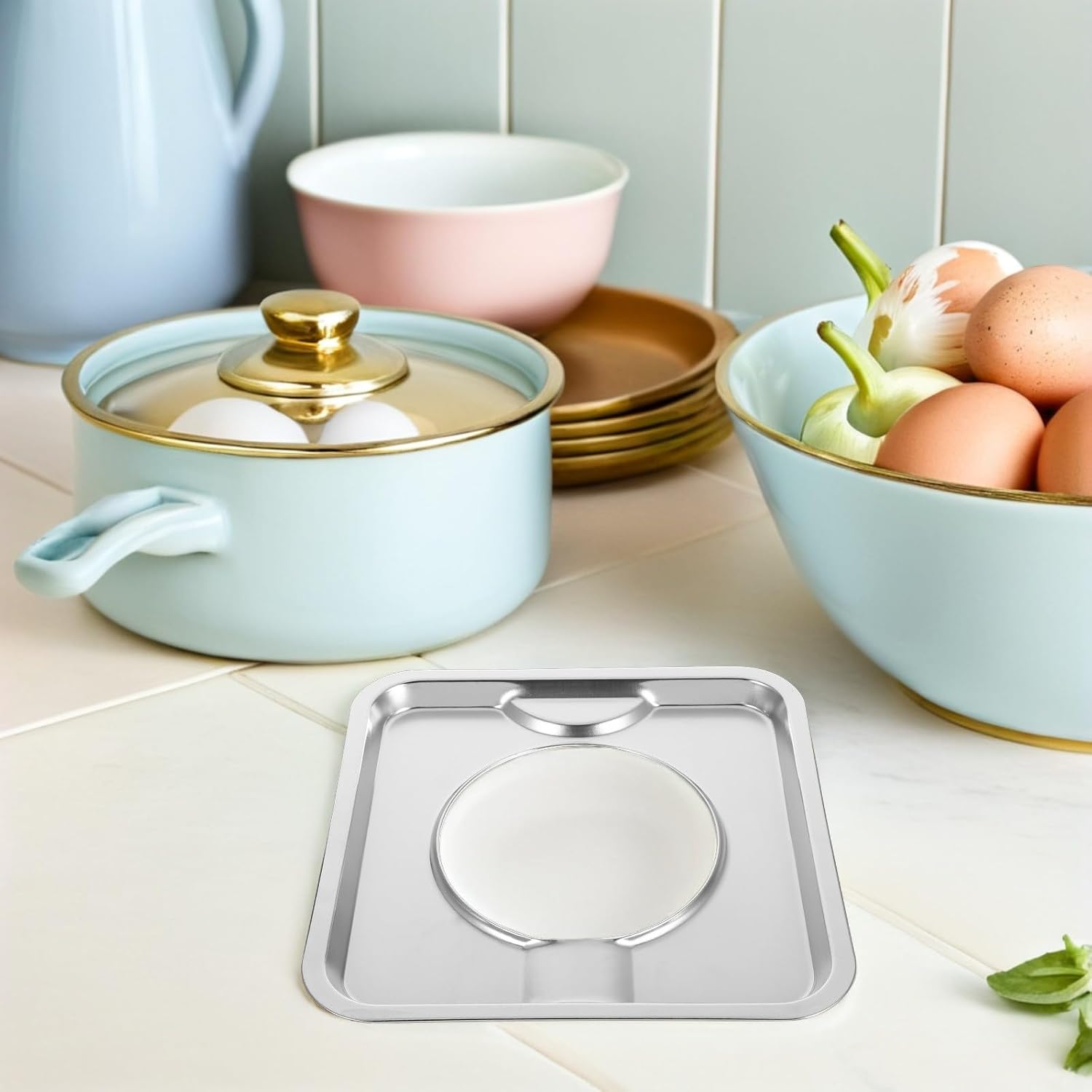 Alipis 2pcs 19cm Square Stainless Steel Gas Stove Drip Pans Heavy Duty Burner Covers for Gas Range Kitchen Replacement Accessories