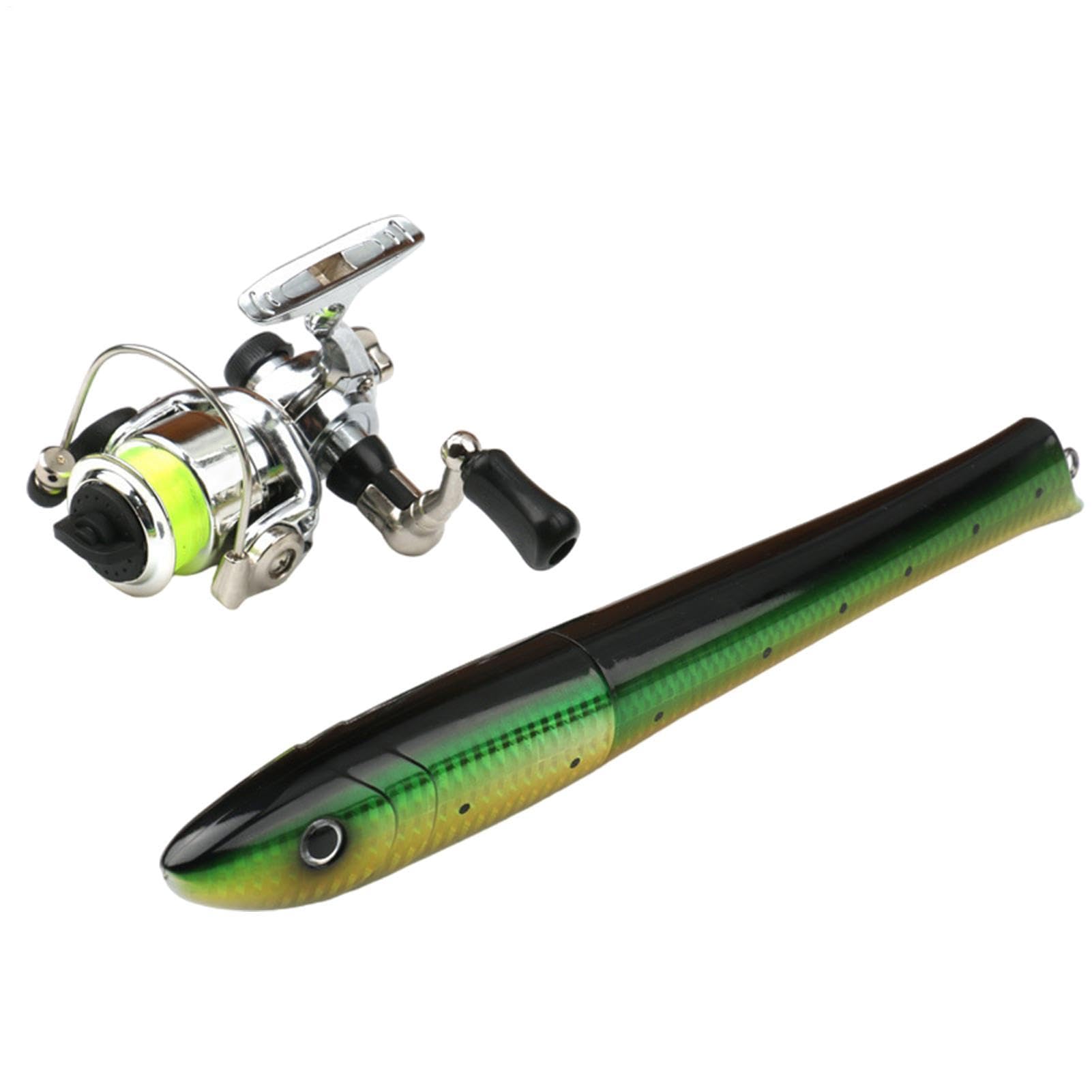 Canna da a penna, 20,3 x 2,5 cm, canna pieghevole tascabile e mulinello | asta compatta, attrezzatura portatile per in mare, stagno, fiume, fornisce leggerezza e praticità di viaggio per i