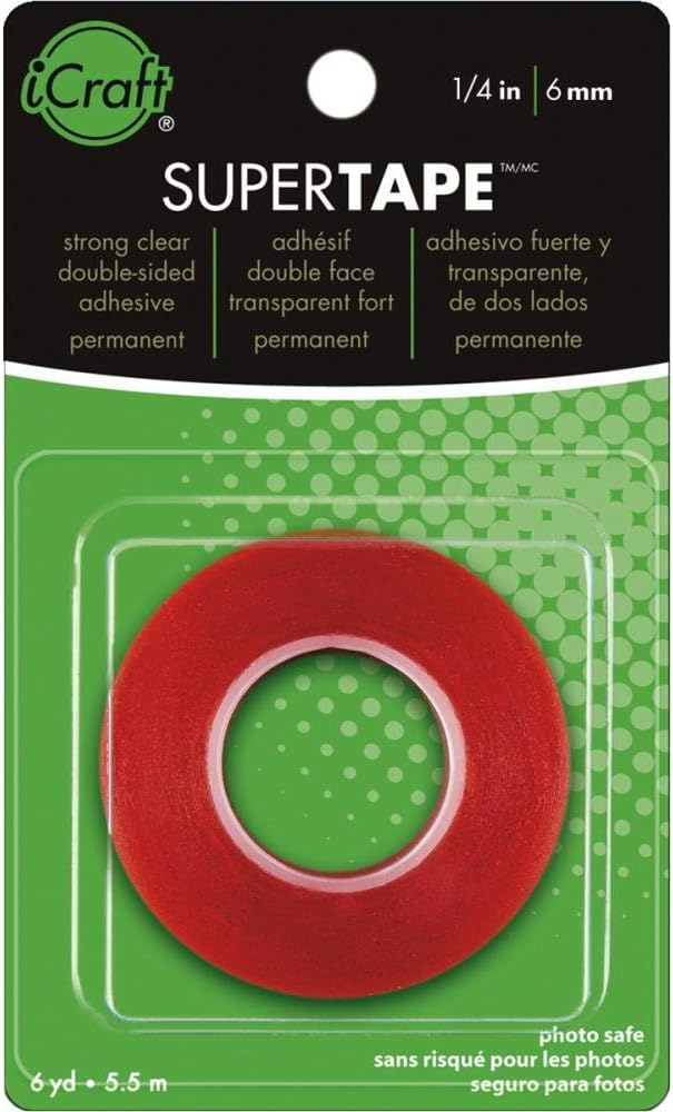 SuperTape Strong Double Sided Permanent Double-sided Adhesive 1/4" x 6 yards Clear