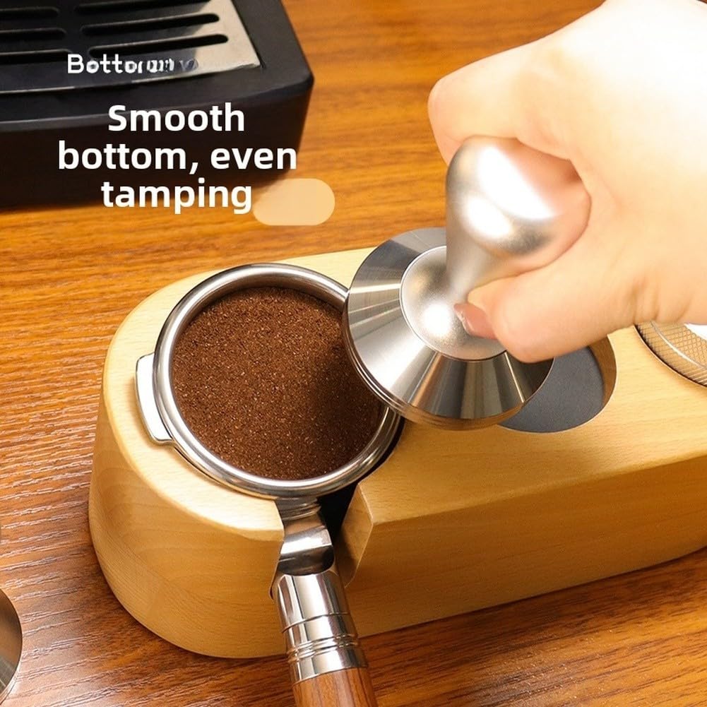 Prensador de espresso de uso diario con una robusta base de acero inoxidable y mango de aleación texturizado para compactación controlada del suelo (51 mm, negro)