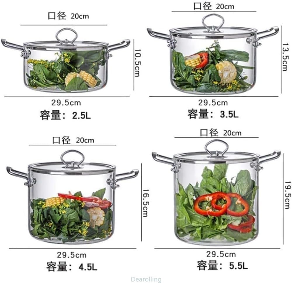 Dearolling ガラス鍋 蓋付き 透明 ソースパン ミルクパン IH 対応 オール熱源対応 大容量 スープ 直火 電子レンジ