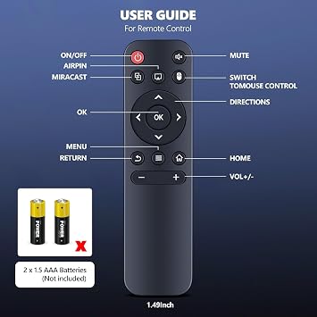 Remote Control Compatible with HY300 HY320 HY300Pro Mini Portable Projector Replacement, for Xgody Gimbal 3, for Maypug P1 Mini, for Gaimoo GM200, for HOTPEAK PR08