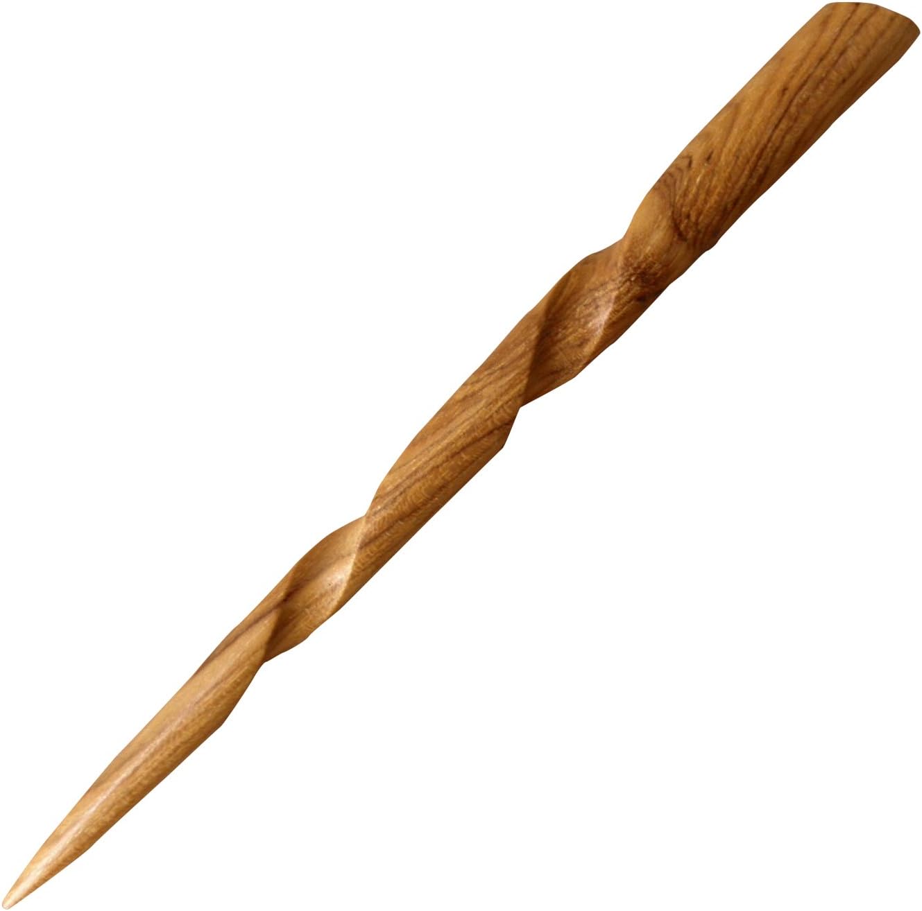 JWL (1) Teak Conical Spiral 6" Hair Stick Pick Pic Pin Fork Brown- Hawaiian Style