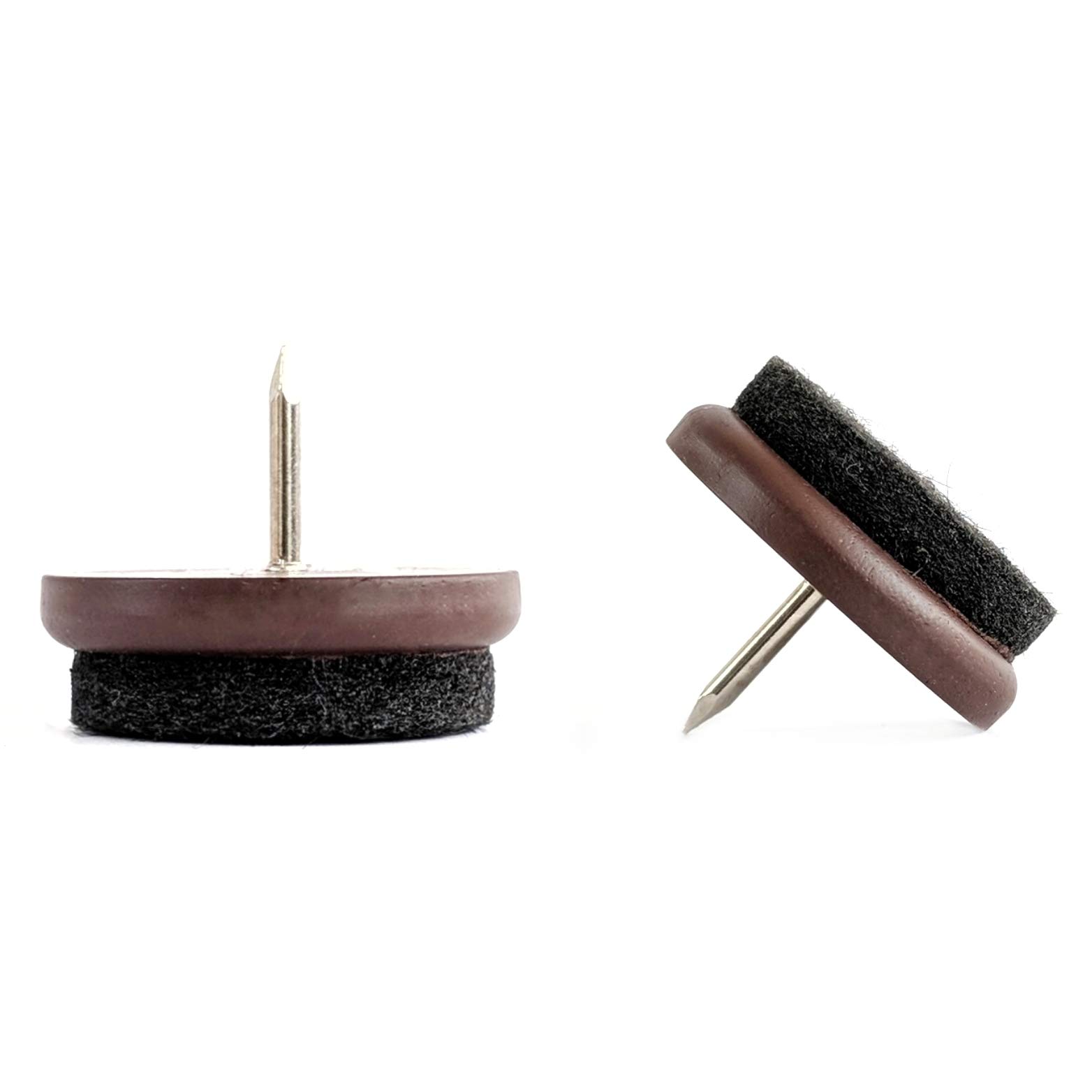 Felt Furniture Gliders. Nail In Chair Sofa Feet Pads (Brown, 32mm, 100 Pack, Free 2mm Drill Bit)- (See Second Image for Dimensions) Quality Floor Protectors by Keay Vital Parts- Made in Germany โ image 1