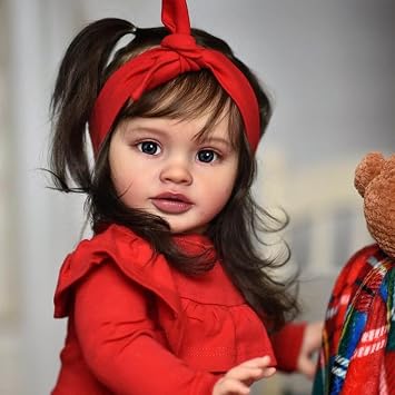 RXDOLL Big Size Lifelike Realistic Reborn Toddler Dolls 26 Inch Reborn Baby Girl Soft Cloth Body Standing Doll Handmade Weighted Real Life Baby Doll Silicone Babies