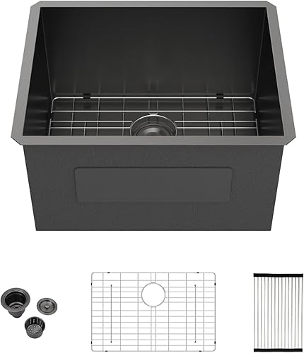 Miniatura 154 de Kichae Fregadero de lavandería de 21 x 18 pulgadas, fregadero de acero inoxidable de 12 pulgadas de profundidad para debajo de la encimera, lavabo