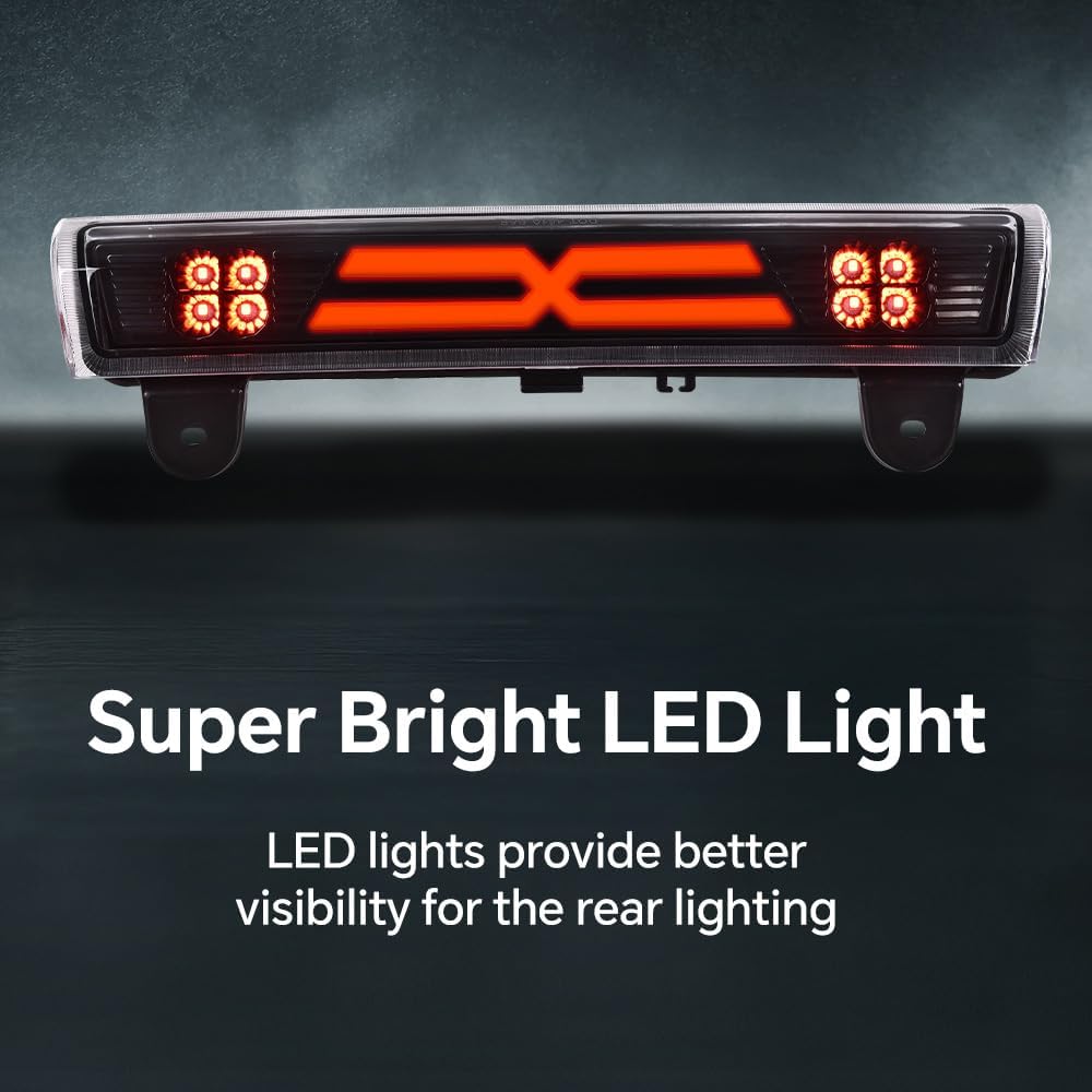 PIT66 LED Third 3rd Brake Light Compatible with Chevy Suburban 1500 2500 Tahoe 00-06/Fit GMC Yukon 00-06/Fit GMC Yukon XL 1500 2500 00-06 High Mount Stop Light Lamp Clear Lens Black Housing