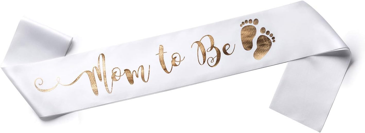 OLILLY Sash White and Gold Gold for a Mom to Be - Enjoy your Baby Shower …