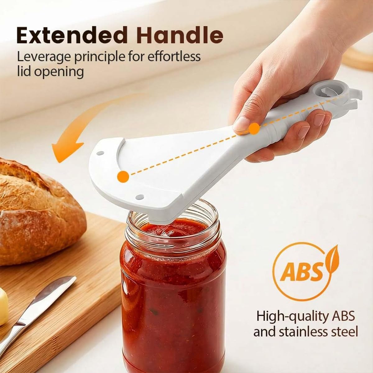 Jar Opener for Weak Hands, Multi-Purpose Bottle & Jar Opener with Ergonomic Grip,Effortlessly Open Any Size Lid,Easy Lid Opener for Seniors and Low Hand Strength(White,3pcs)