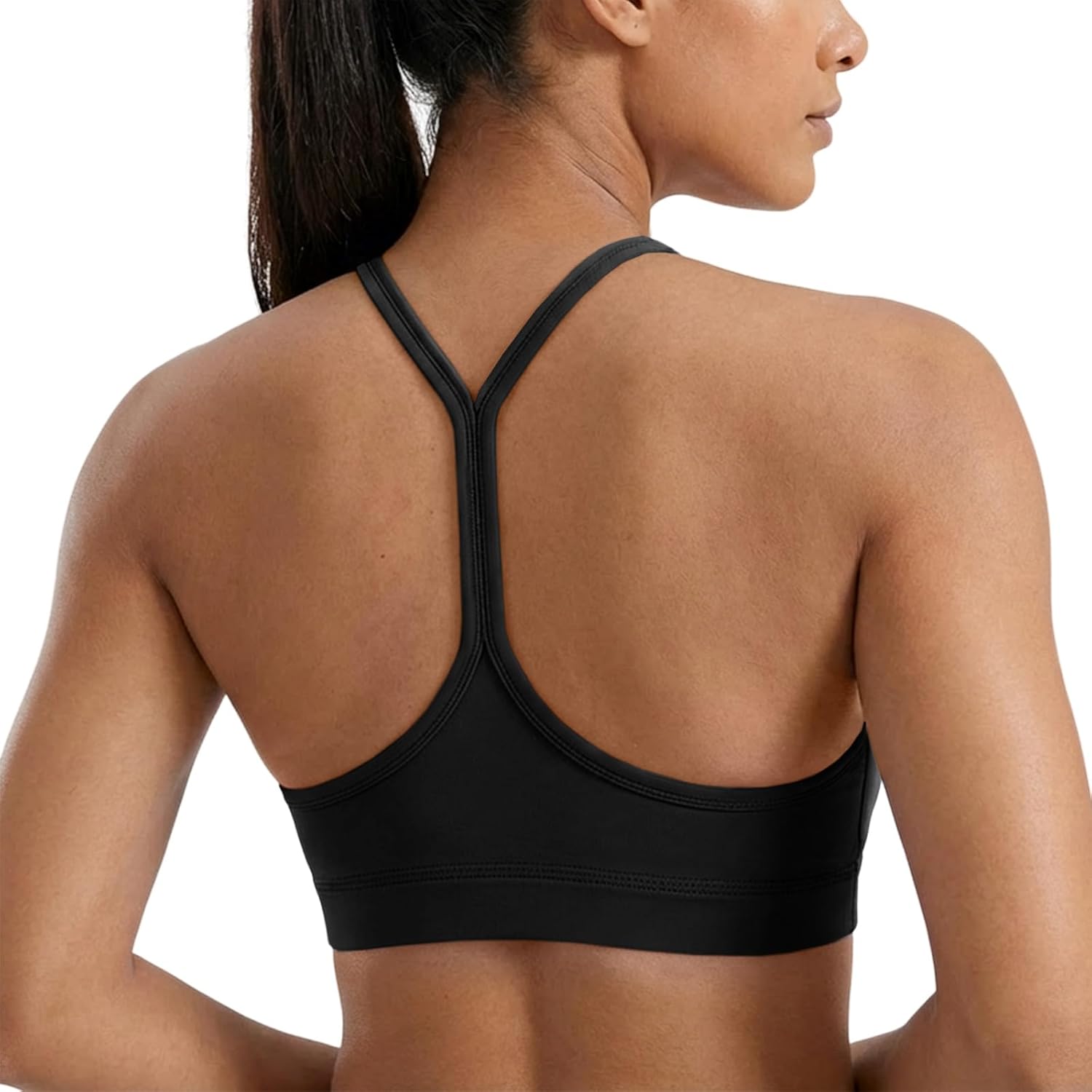 Aoysky Womens Y Back Racerback Sports Bras Padded Low Impact Spaghetti Thin Strap Wireless Scoop Neck Workout Yoga Top