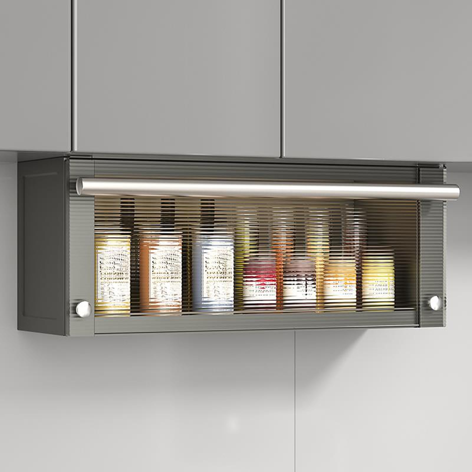 OLSKFUH Pull Down Kitchen Cabinet Organizer, Heavy-Duty Upper Kitchen Cabinet Storage Under Shelf Spice Rack High Cabinet Pull Down Shelf For Kitchen Applianc,Style 2-H 21cm