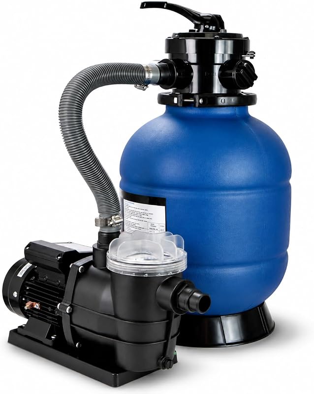 13" Sand Filter Pump System for Above Ground Swimming Pool Self-Priming Pool Pump Multi-Port Valve, Strainer Basket 2,400 GPH, Up to 10,000 Gallons w/Adapter Set