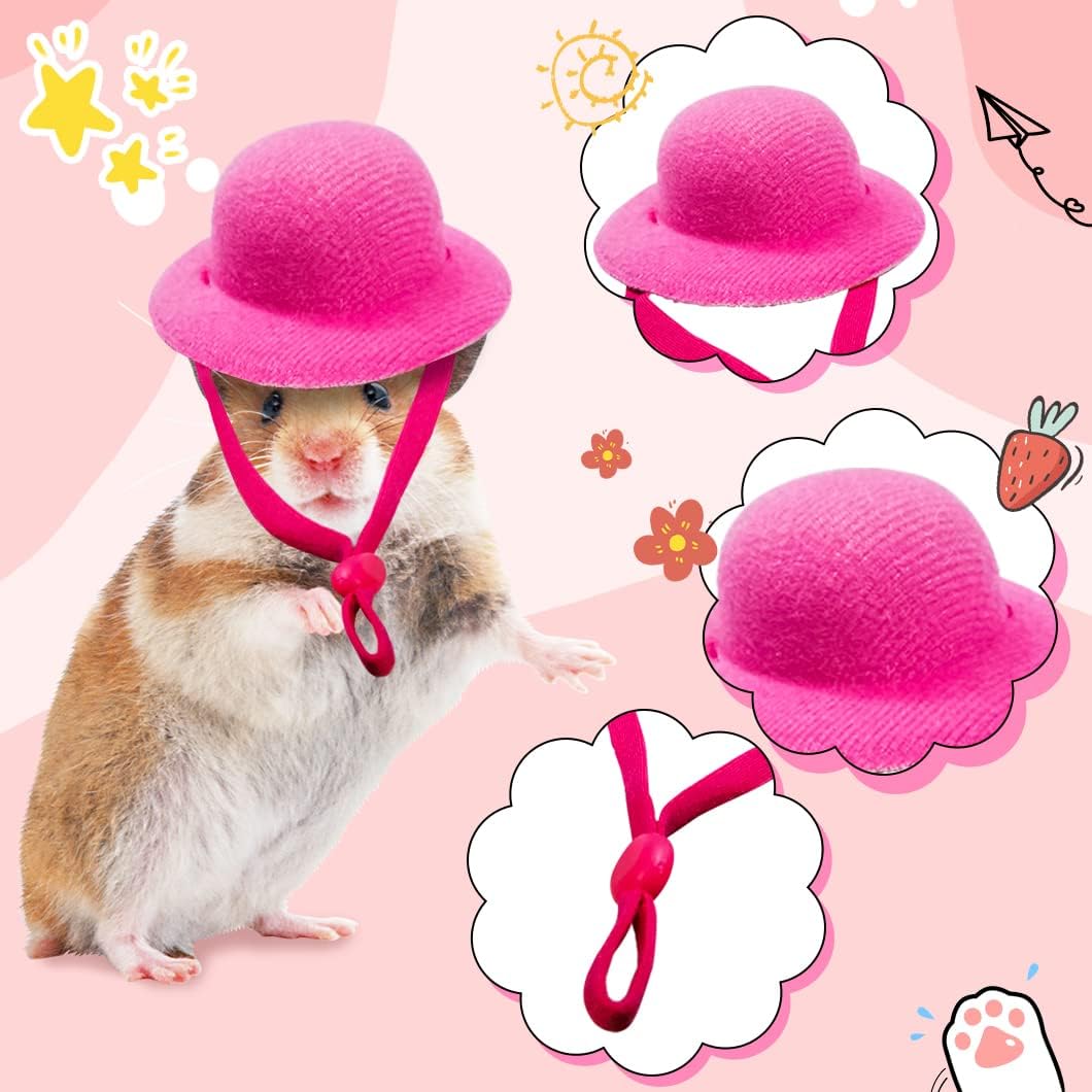 Rolin Roly 8PCS Chicken Hats Hen Mini Hat Round Small Hat Multicolor Tiny Pet Hat Chicken Helmet Accessories with Adjustable Elastic Strap for Rooster Duck Parrot Poultry (8Pcs Hats)