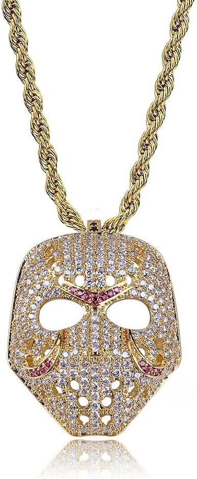 Urbanice Collier Pendentif Masque Jason Conseillé Diamants Trap 