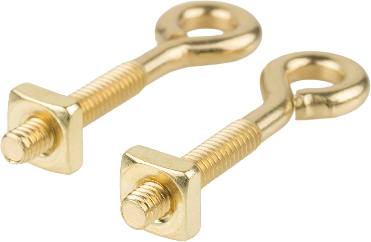 Plain Brass Eye Bolts with Nuts for Bail Pull Mounting - Pack of 2 - Screw Eye Hook - Antique Eyelet Screw | FB1-SB