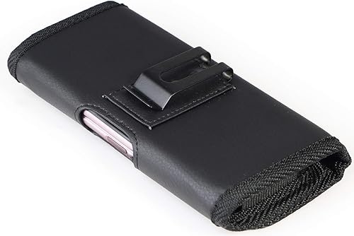 Miniatura 4 de Nakedcellphone - Funda para teléfono Galaxy Z Fold 5, bolsa horizontal de cuero vegano negro [clip de cinturón de metal, cierre magnético] para
