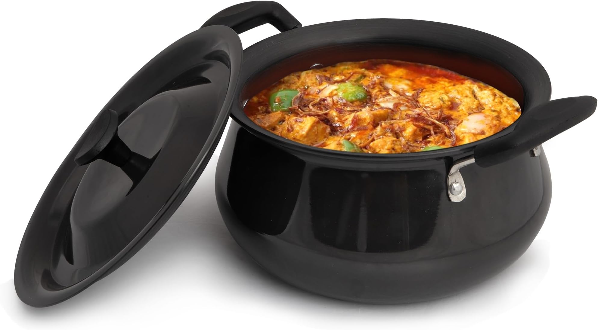 AGARO Elite Hard Anodised Handi With Lid, 3.5L, Biryani Pot, Riveted handle, 3mm Thick, Gas Oven Compatible Cooking Pot for Kitchen, Non-Toxic, Compact, Durable & Stylish Cookware, 2 Year Warranty