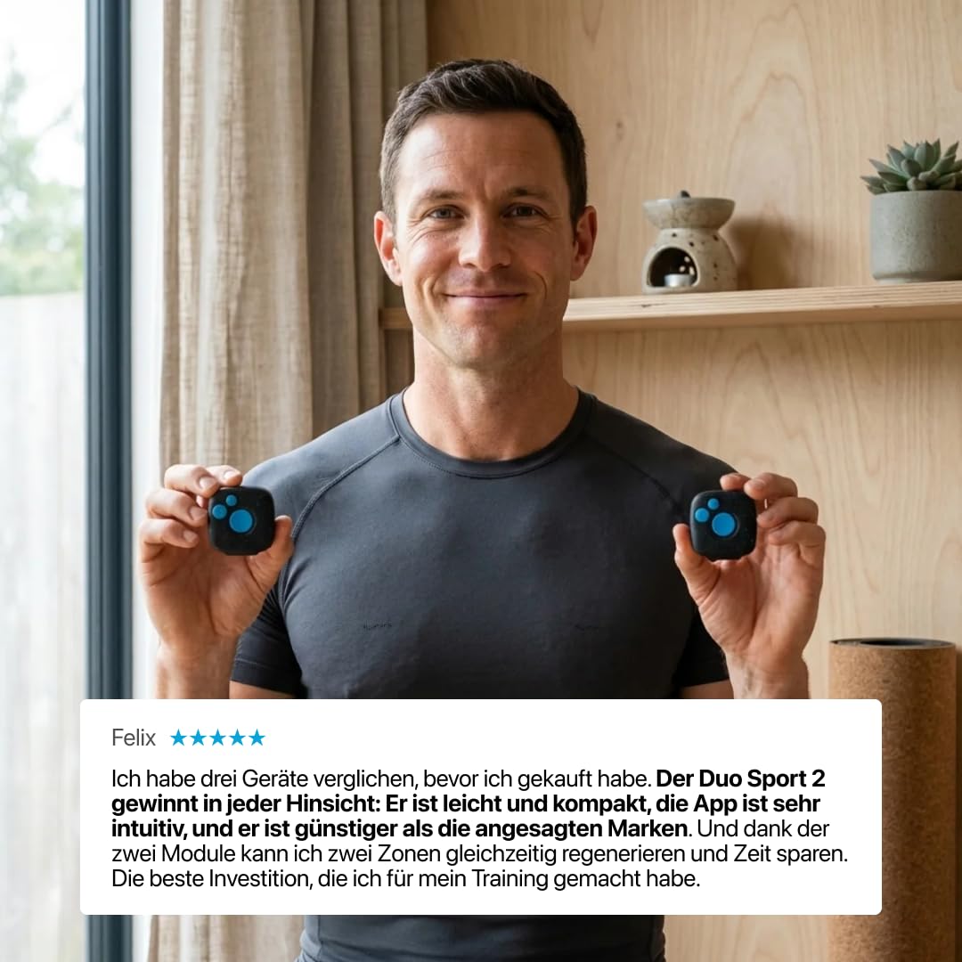 Bluetens Duo Sport 2 Kabellos EMS-Elektrostimulator, Gerät zur Elektrostimulation der Muskeln und zur Schmerzbekämpfung, Muskelstärkung, Entspannung, Pflege, Erholung durch Elektrostimulation