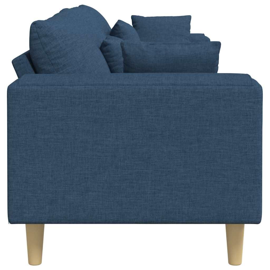 Sofá de 4 plazas con cojín, color azul, 250 x 77 x 76 cm