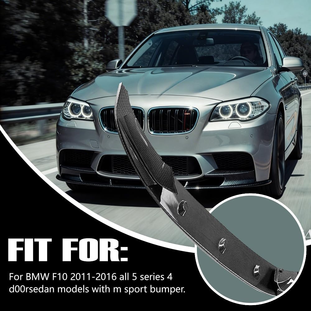 Carbon Fiber Look Front Bumper Lip Splitter FIT 2011–2016 BMW 5 Series F10 520i 528i 535i 550i M Sport – Front Spoiler Lip – Exterior Styling Upgrade