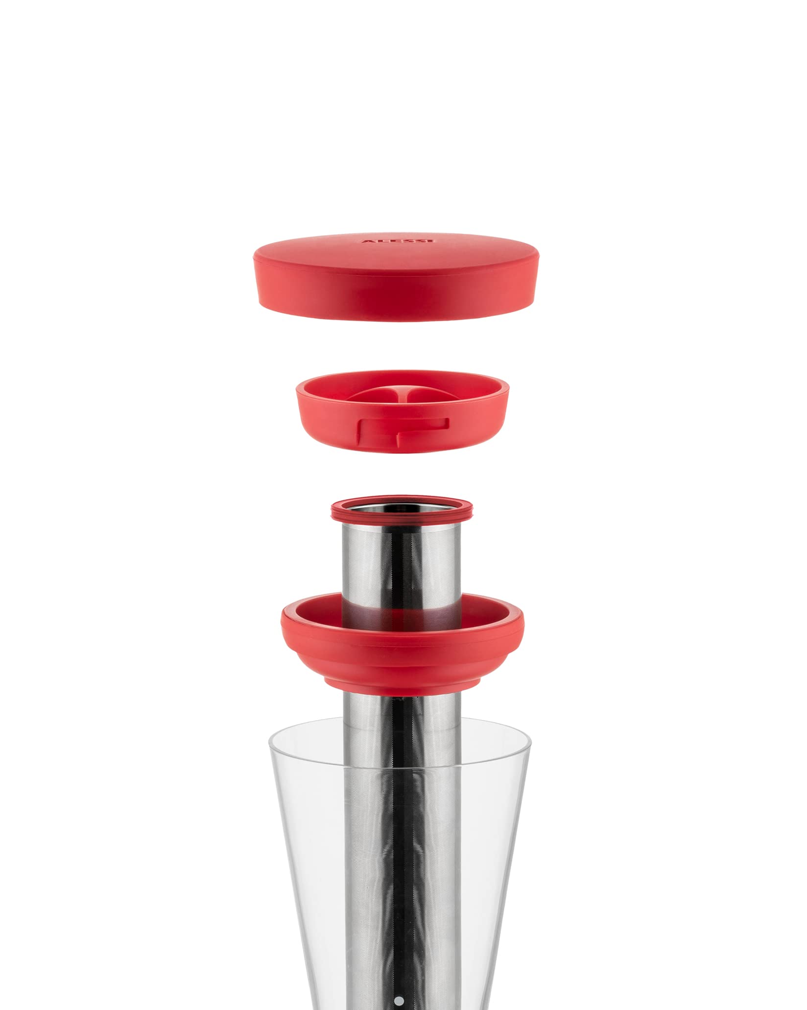 Alessi Mazagran GIA31 BR - Pichet pour Café Froid Filtré, en Verre Borosilicaté et Résine Thermoplastique, Filtre en Acier Inoxydable 18/10, Marron