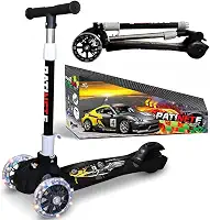 Patinete Super Scooter Carros 3 Rodinhas Reforçado com Luzes LEDs nas Rodas Freio Azul ou Preto
