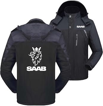 Men's Printing Snow Ski Jackets Windbreaker for S.A.A.B Detachable Hood Coat Plus Velvet Ski Suits Full Zipper Casual Outwear Tops Patchwork Camping Parka-Black||XL