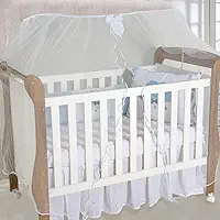 Mosquiteiro para Berço Americano e Nacional, 4,5m x 1,5m, 100% Poliéster, com Laço Decorativo (Branco)