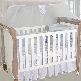 Mosquiteiro para Berço Americano e Nacional, 4,5m x 1,5m, 100% Poliéster, com Laço Decorativo (Branco)