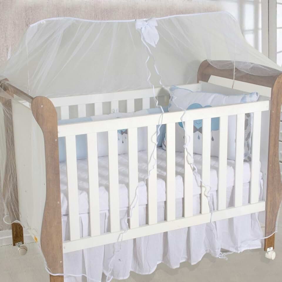 Mosquiteiro para Berço Americano e Nacional, 4,5m x 1,5m, 100% Poliéster, com Laço Decorativo (Branco)