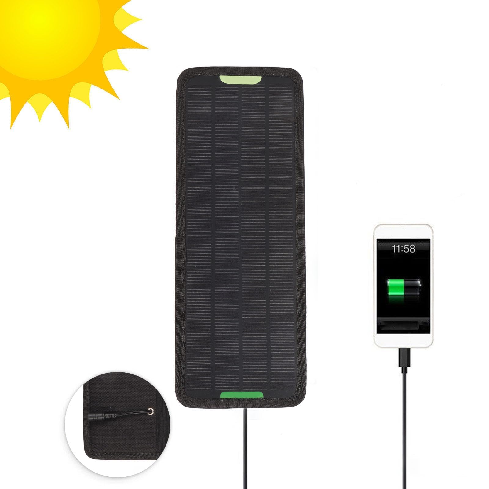 Cargador Solar, 10W 12V Cargador de batería con energía Solar Cargador de batería Solar Mantenedor OBD Cargador de Coche Cargador Solar