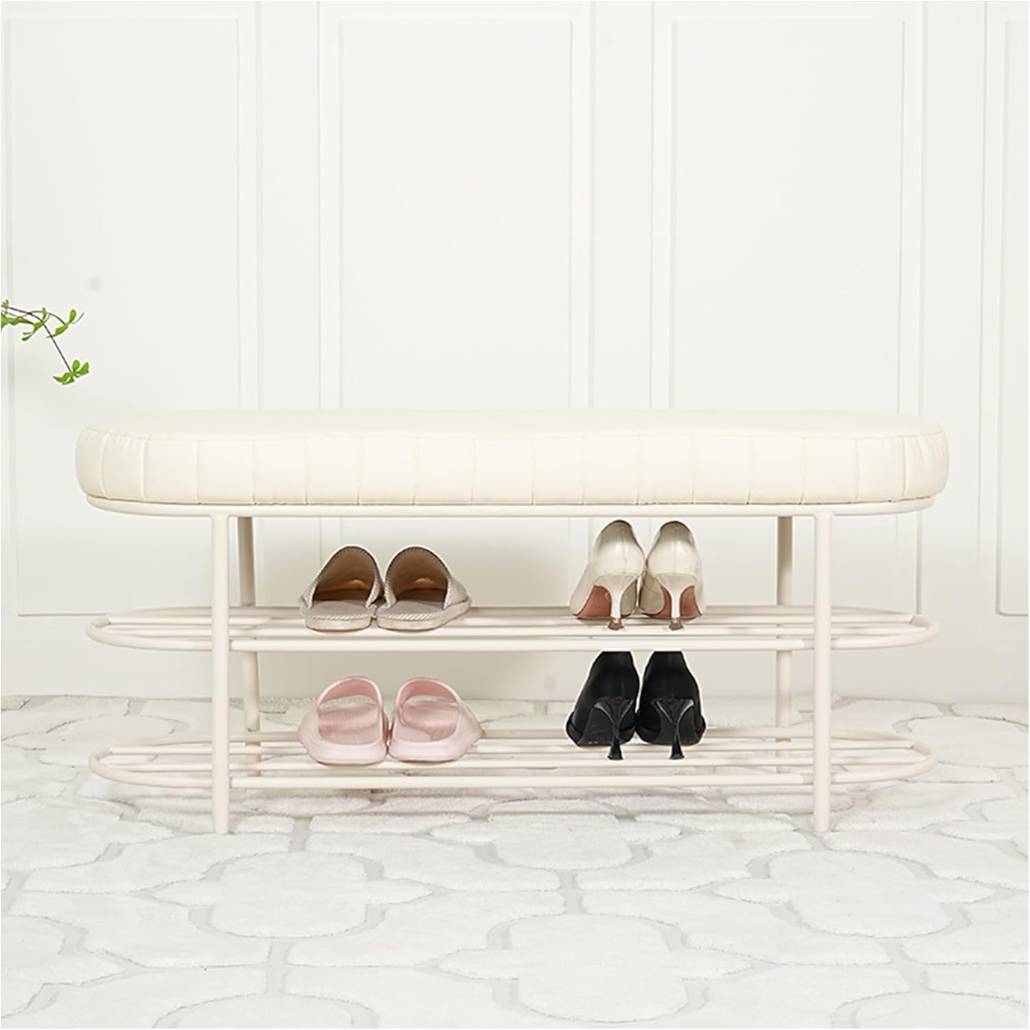 Benches Garden Bench Outdoor Patio Seating Backless Park Chair Lawn Path Slatted Seats,Industrial 2 Tier Shoe Rack Bench with Cushion and Storage - Entryway Bench for Entryway, Bedroom, Hall