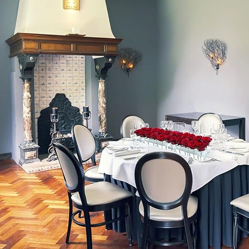 Miniatura 8 de Jarrón de acrílico rectangular floral para comedor de 15.7 pulgadas de largo, jarrón acrílico transparente con agujeros para flores, jarrón