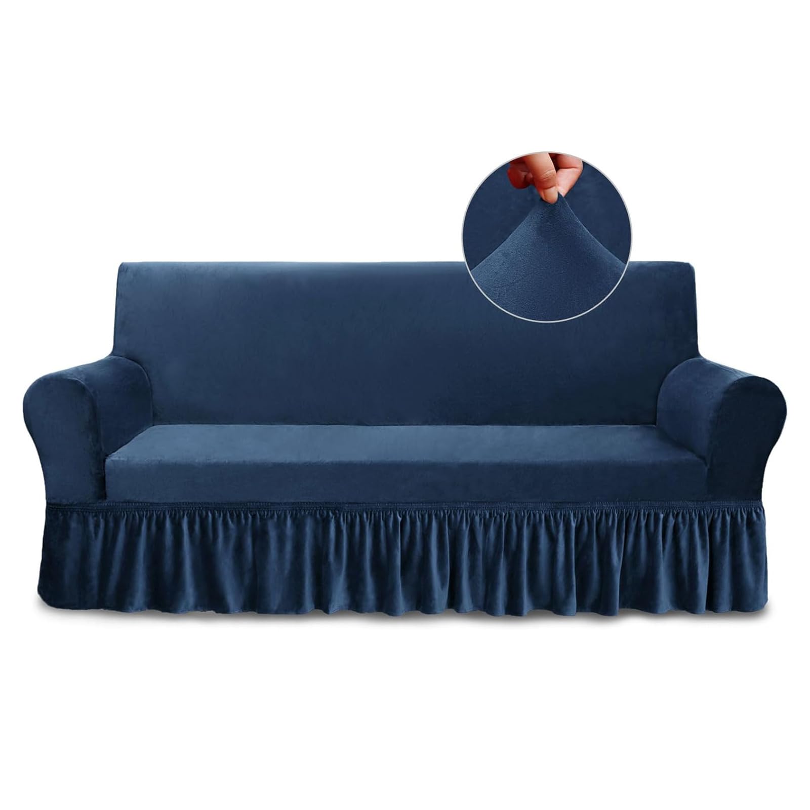Housse de canapé extensible douce bleu pour rénover un salon 3 places familial