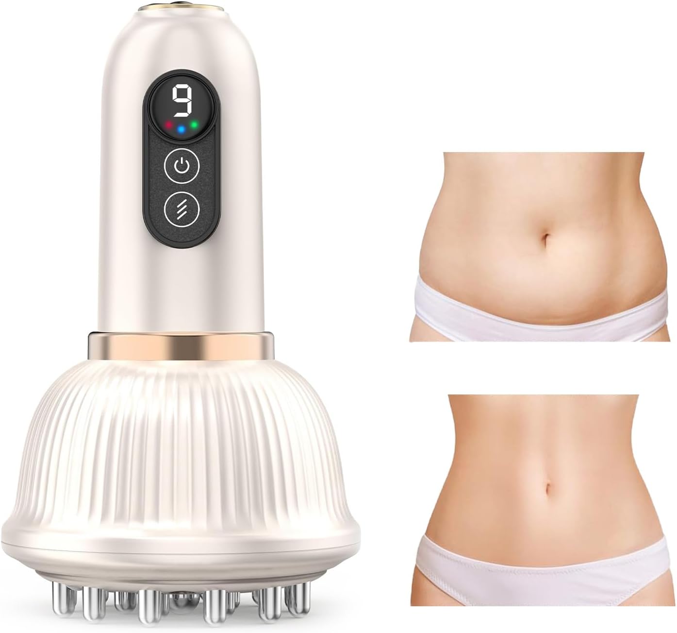 Lymphatic Drainage Massager, Cellulite Massage Tool Body Sculpting Machine for Legs Arms Belly Helps Reduce Stretch Marks & Cellulite (White, M)