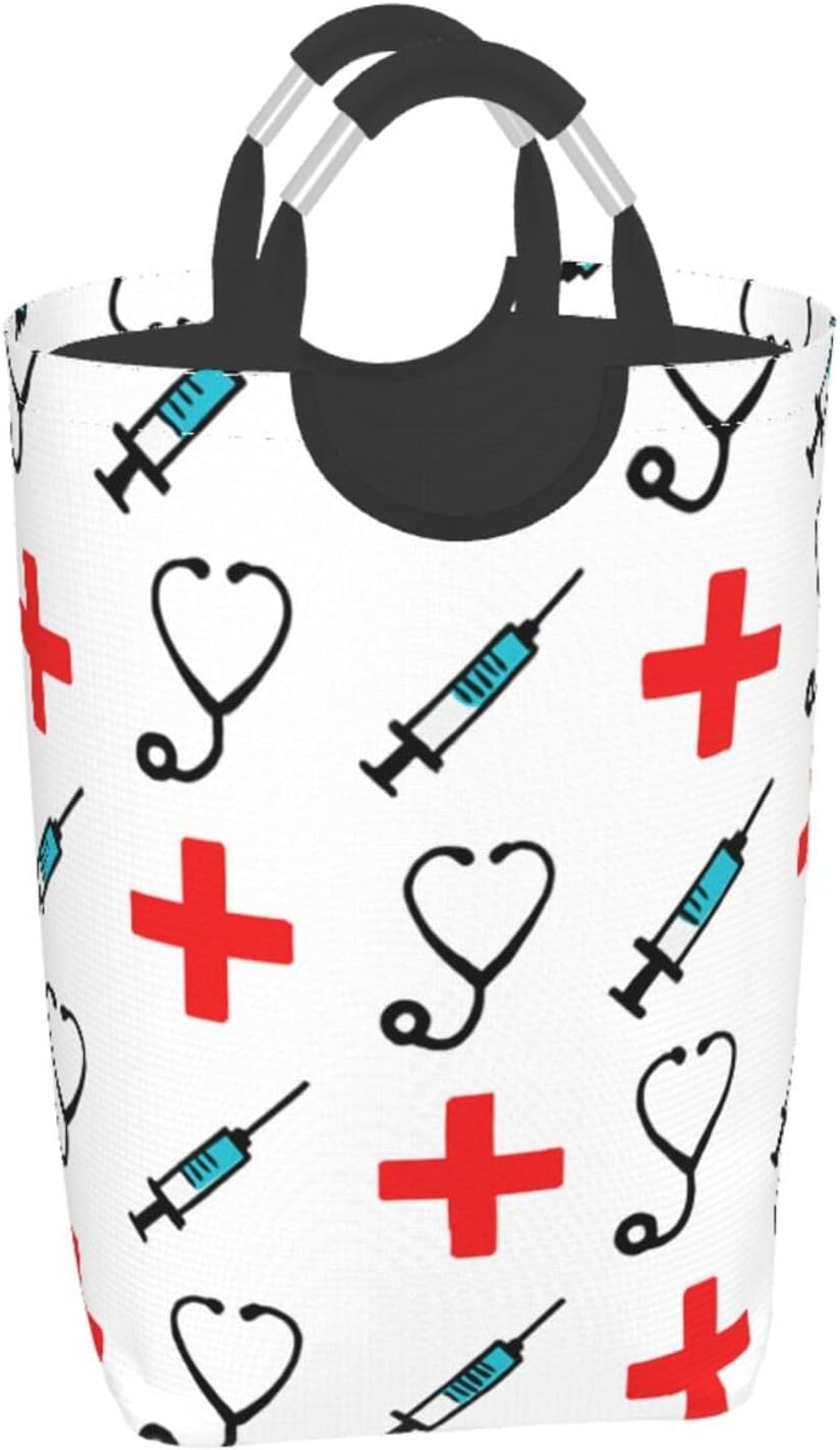 50l Laundry Basket Registered Nurse Rn Waterproof Laundry Hamper Foldable Clothes Laundry Bag With Handles