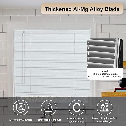 Miniatura 4 de SEEYE Mini persianas venecianas de aluminio sin cordón, persianas horizontales para ventana, tamaño de listón de 1 pulgada, persianas de