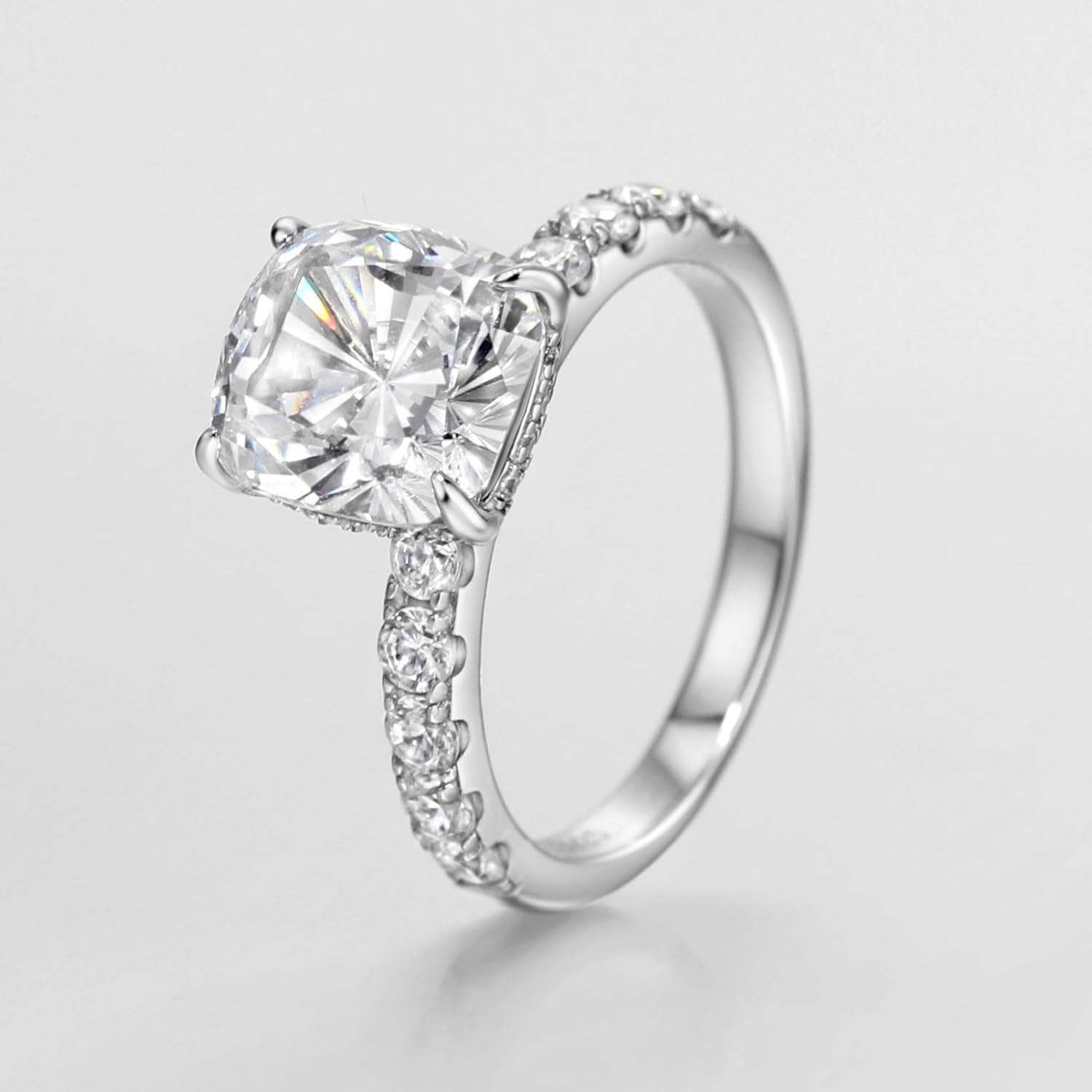 Michooyel S925 3ct Cushion Cut Cubic Zirconia Engagement Rings For Women Wedding Ring Promise Ring Sterling Silver Wedding Band - Image 2