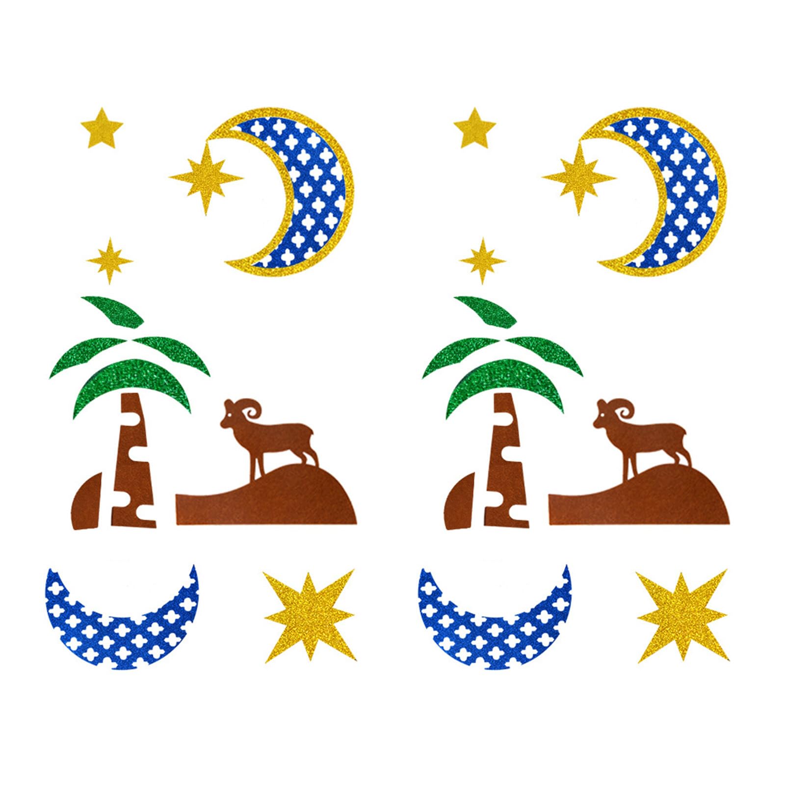 Tsophreniq Festival Middle Eastern Door Sticker Glittering Nonwoven Fabric Window Sticker Door Decoration for Festival Celebration Decoration