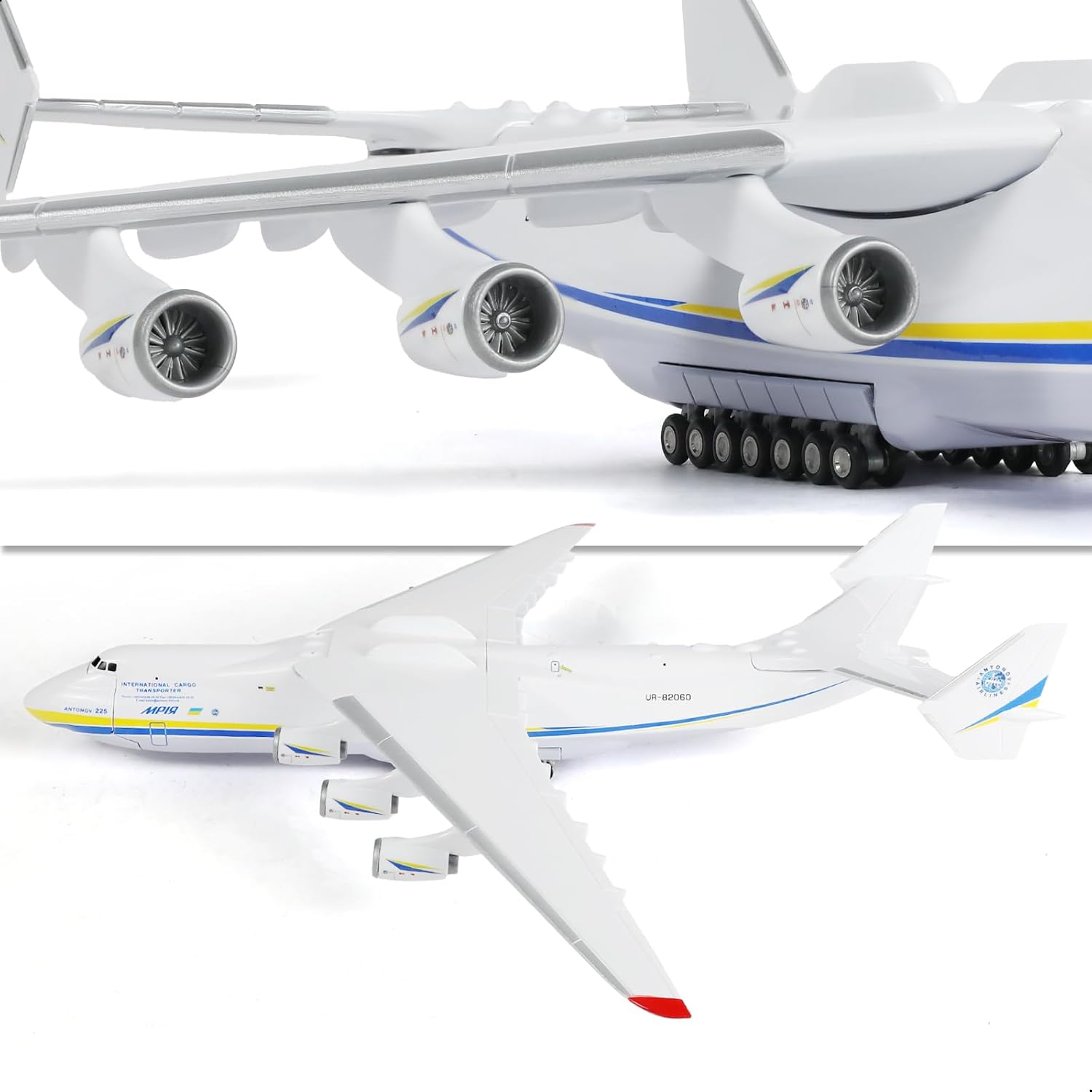 1/200 Mriya Antonov 225 Openable Cabin Airplane Model with Stand, 17 inch L AN-225 Cargo Plane Model Kit for Adult Military Aircraft Enthusiasts Collectibles or Gift