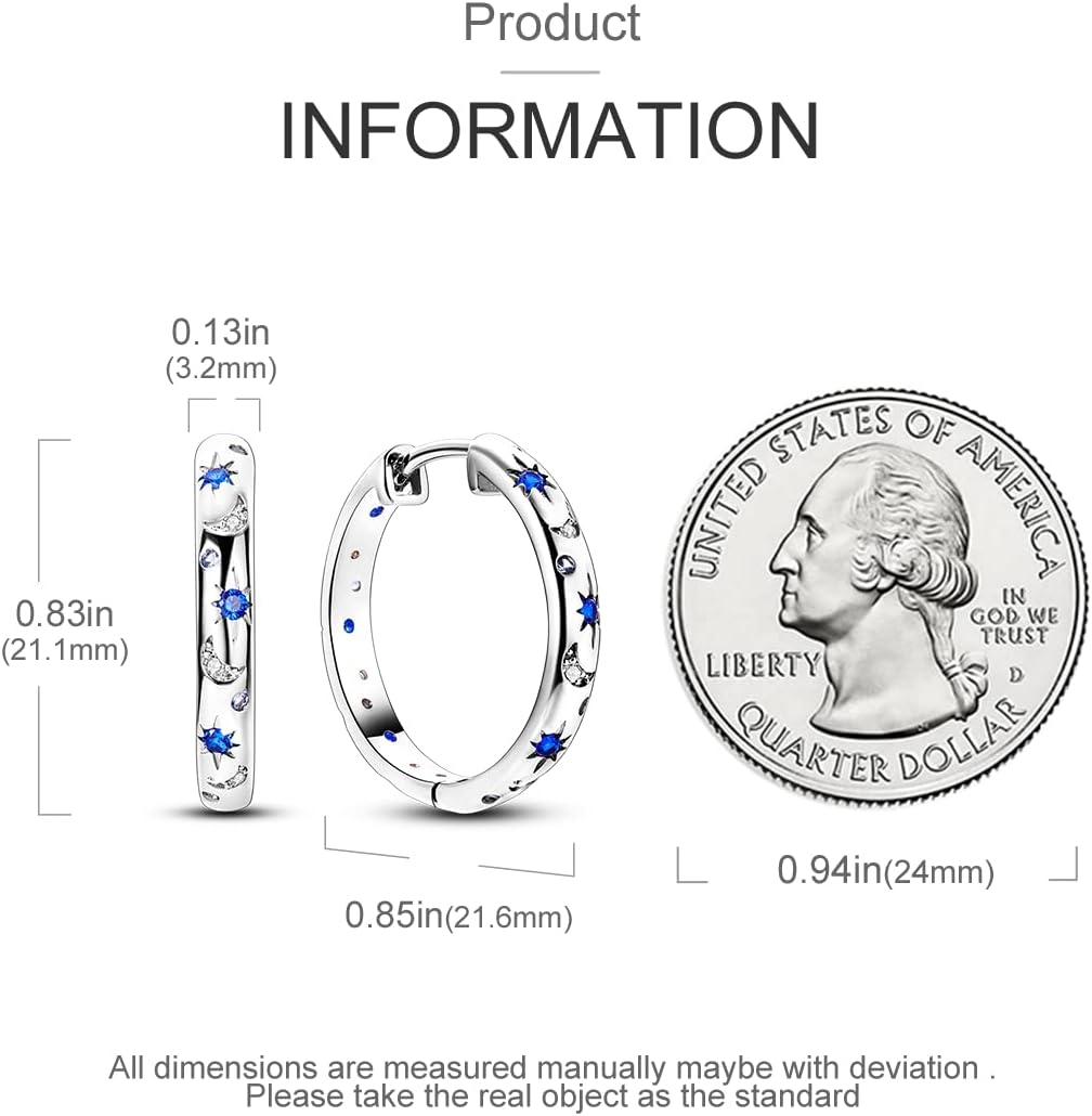 NARMO 925 Sterling Silver Hoop Earrings Heart Hoop Earings for Women U Shaped Hoop Earrings Colorful Cubic Zirconia Large Big Hoops Various Hypoallergenic Hoop Earrings - Image 3