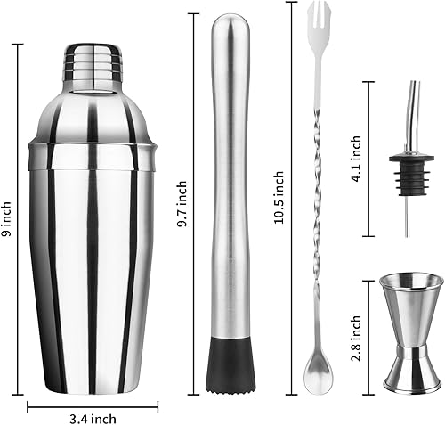 Miniatura 2 de Ohtomber Kit de coctelera para barman  5 piezas coctelera de Martini con colador, mezclador, cuchara de bar, medidor de medición para barmanes y