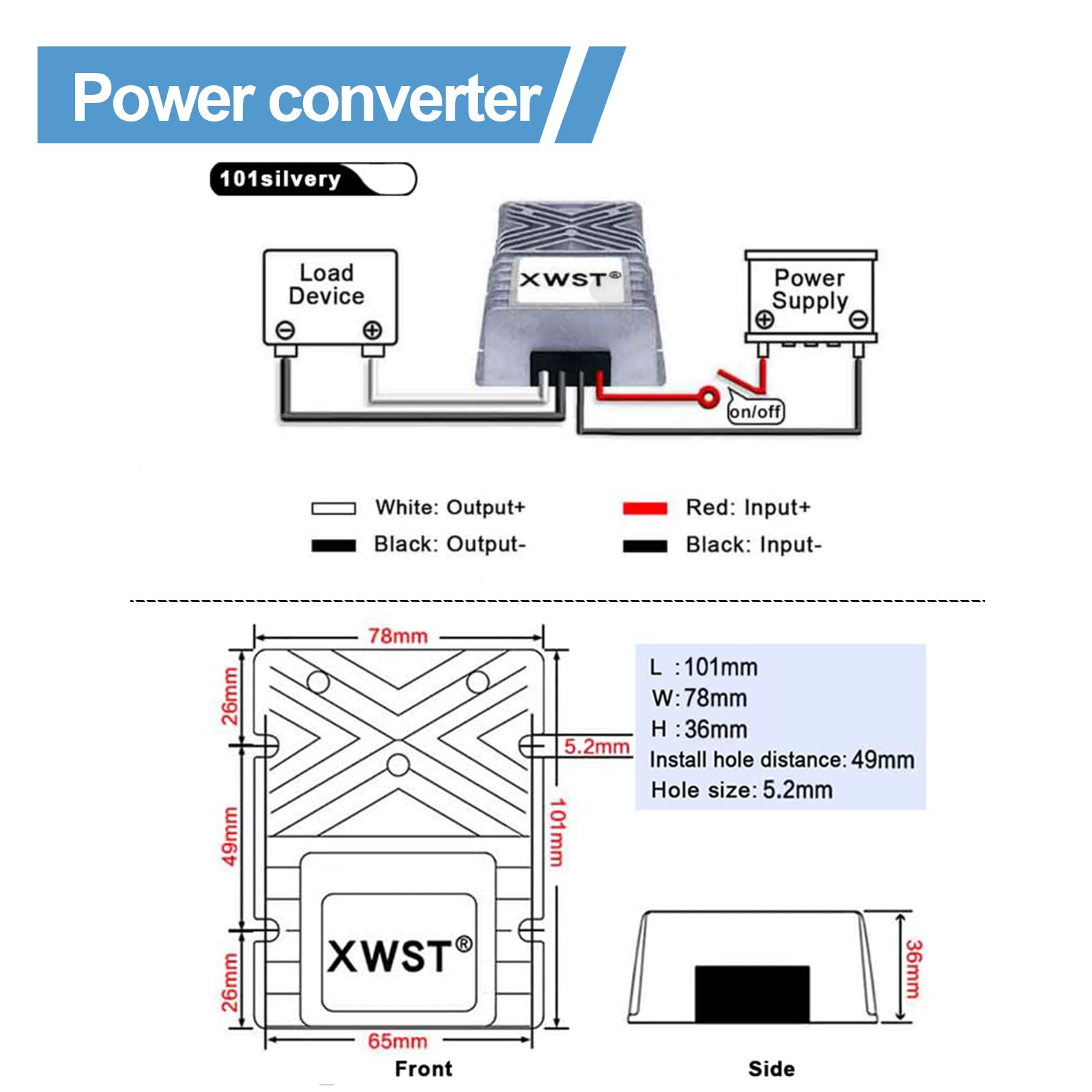Regulador Convertidor de Voltaje DC DC 24V Reductor a 12V 50A 600W Buck Transformador Impermeable (Acepta entradas DC 15-40V)