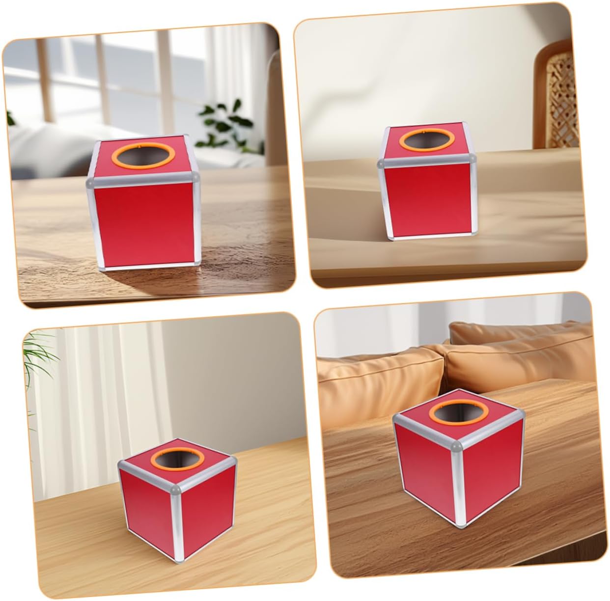 Uonlytech 2pcs Red Opaque Raffle Box Aluminum Edging for Secure Voting and Donation Collection for Fundraising Events Annual Meetings and Card Games