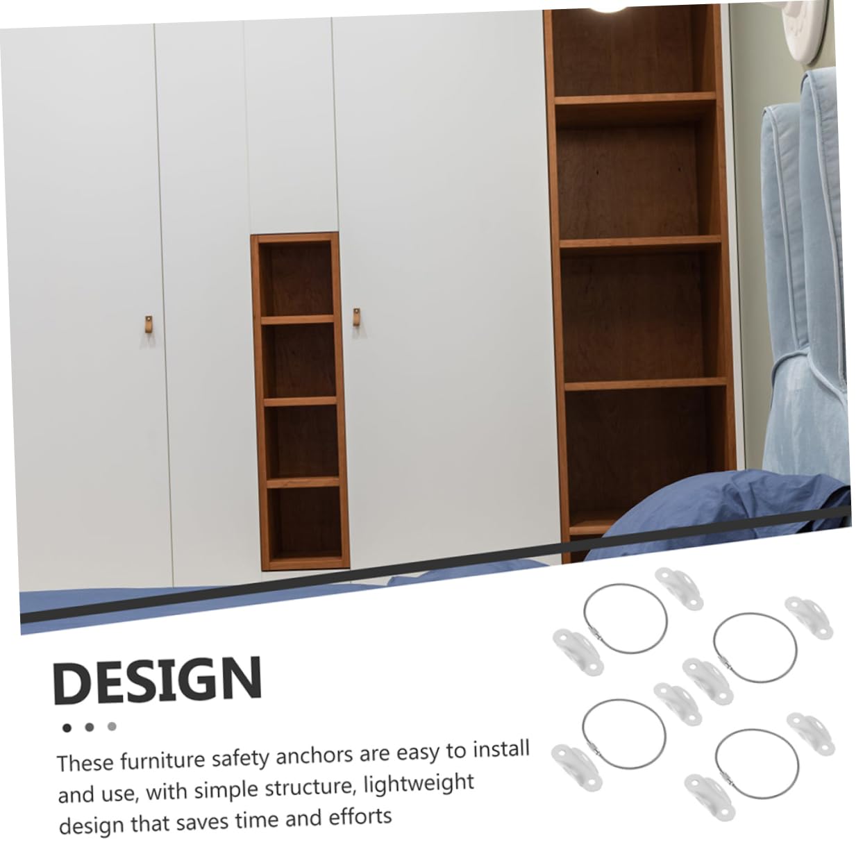 Toddmomy 3sets Furniture Wall Anchors Kit for Proofing -tip Furniture Straps for Bookcases Cabinets and Tv Stands Easy Installation Safety