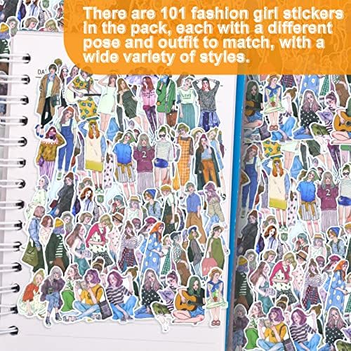 AFASOES 100 Pcs People Stickers Fashion Lovely Girls Sticker Urban Fashion Girl Scrapbook Sticker Laptop Luggage Water Bottle Paper Stickers Scrapbook Washi Sticker for Album Diary Planner