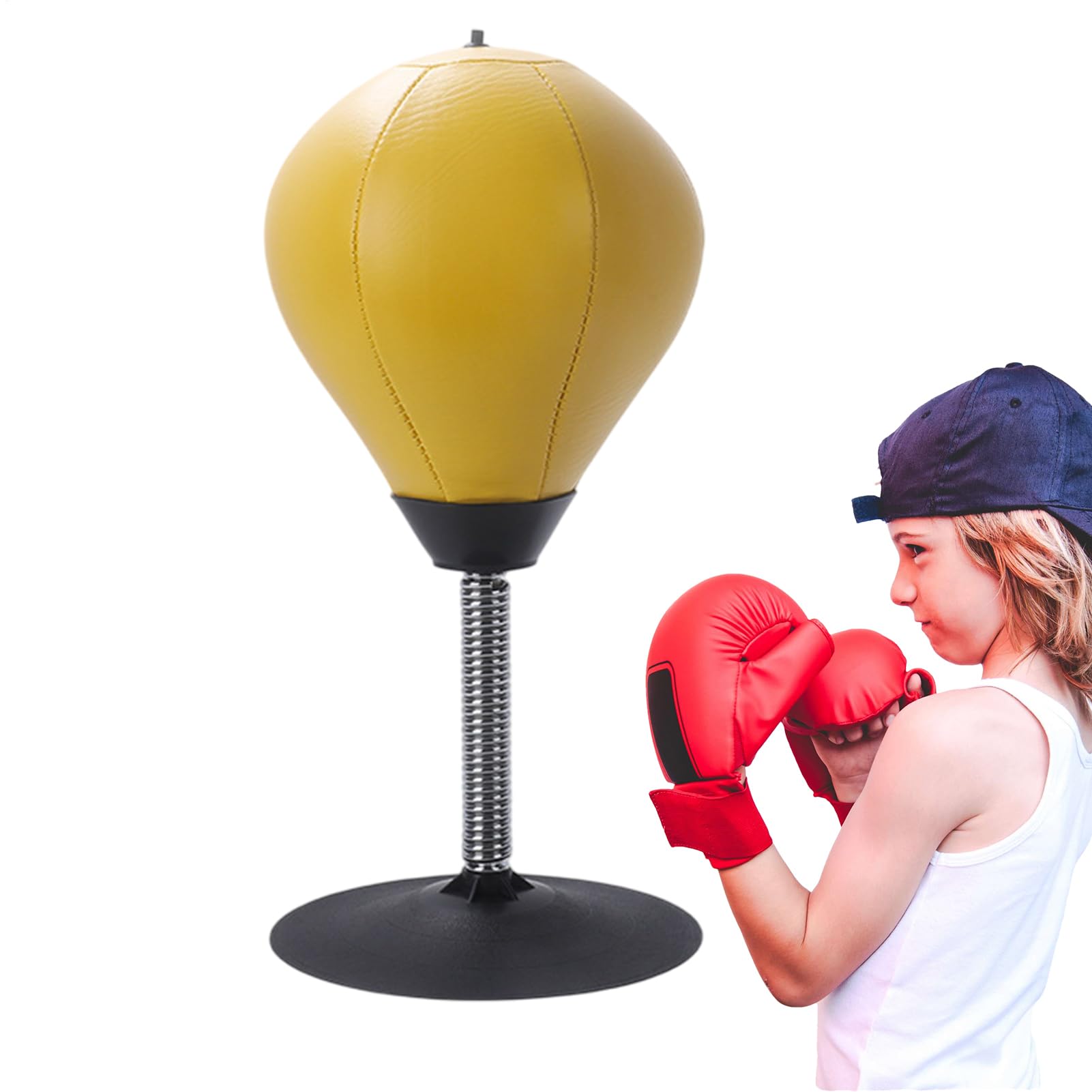 Anti-Stress-Boxball – Schreibtisch-Boxsack | Schlagtrainer aus robustem PVC mit Pumpe für Bürotisch, Heimtraining, Jugendliche, Erwachsene und Therapie