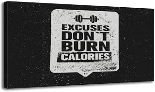 Large Wall Art Prints 20"x40" Motivational Fitness Quote Dumbbell Excuses Don t Burn Calories Framed Canvas Wall Art Painting Artwork Poster Picture Wall Decor for Living Room Bedroom Hanging