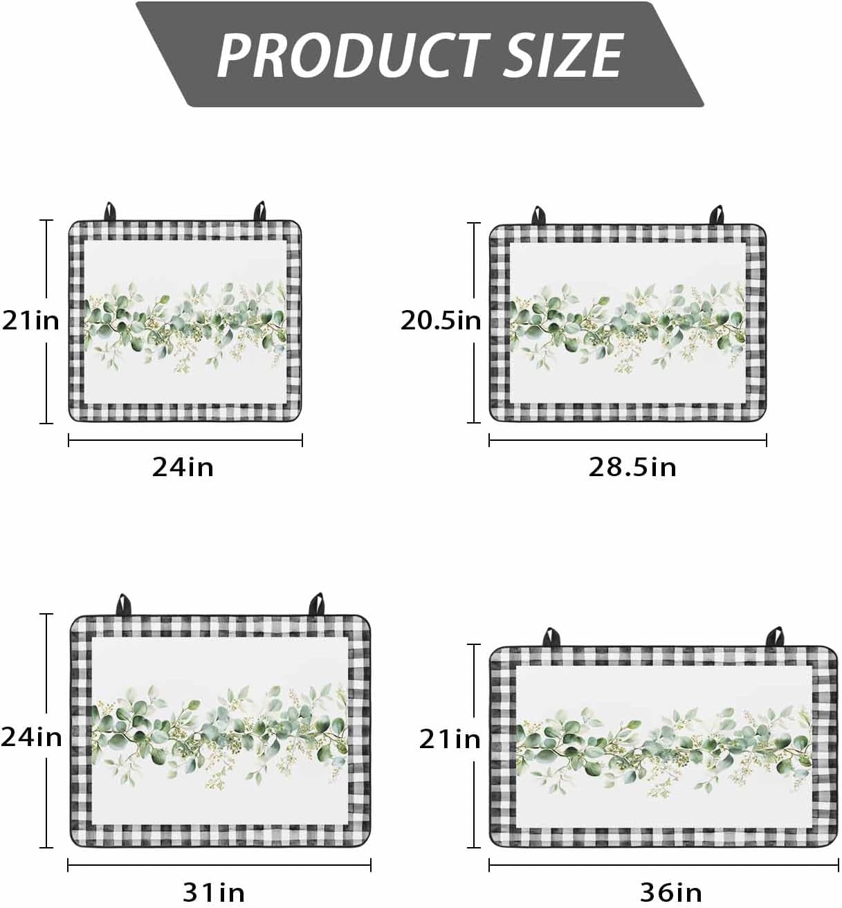 Stove Cover for Electric Stove 24x21 Inch Spring Eucalyptus Leaves Stove Top Cover Black White Buffalo Check Glass Cooktop Covers Anti-Slip & Heat Resistant Countertop Protector Home Decor