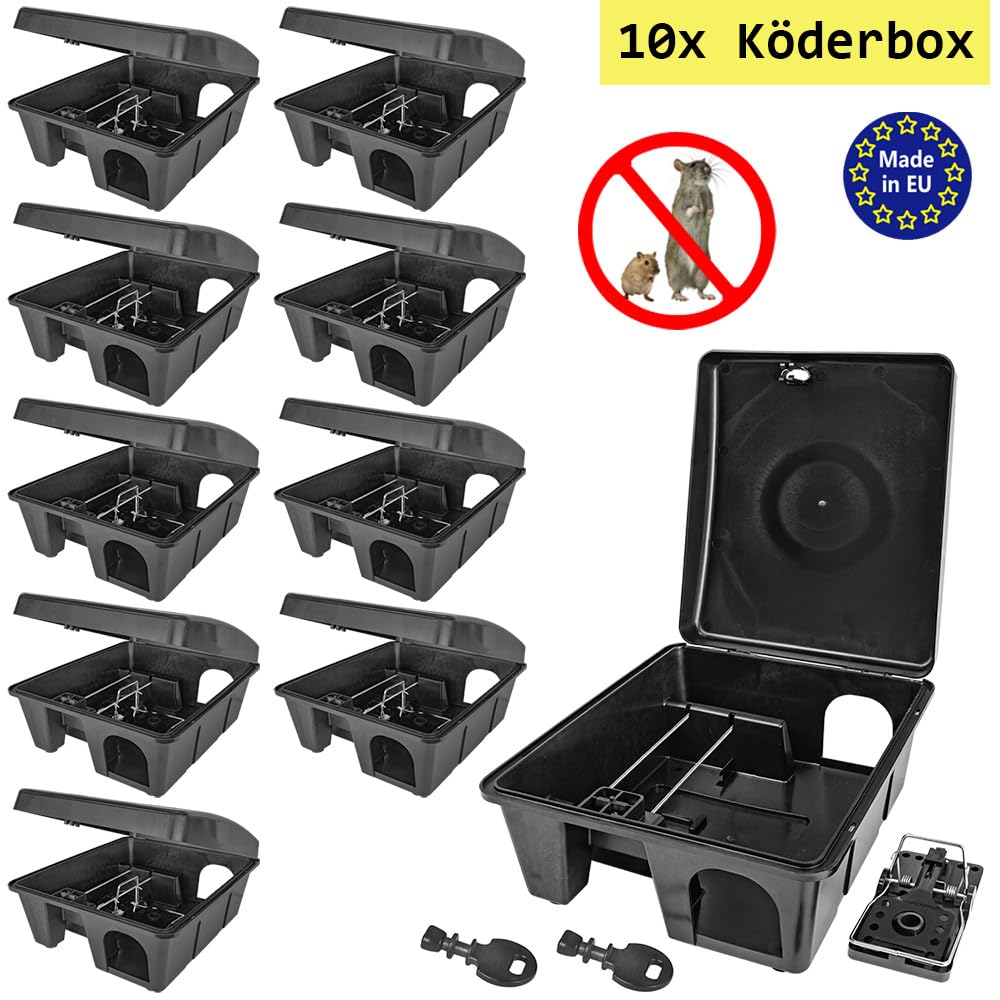 Auswahl Köderstation Ratten Mäuse Köderbox Schlagfalle Garten Mausfalle Rattenköderbox Box Rattenfalle Rattenköderstation Kinder- Haustiersicher Koederbox Gift Petigi, Anzahl:10